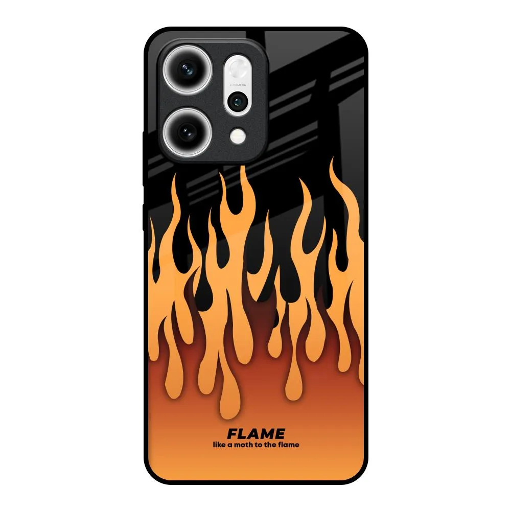 Fire Flame Glass Case for Oppo Reno14 5G Soft Detail Layer