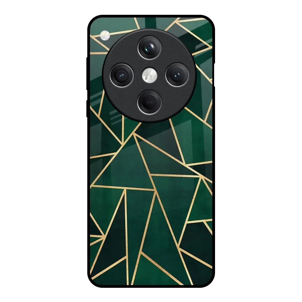 Minimal Shield Abstract Green Glass Case For Oppo Find X8 5G