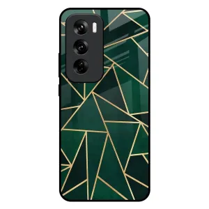 High-End Detail Abstract Green Glass Case For Oppo Reno 12 5G