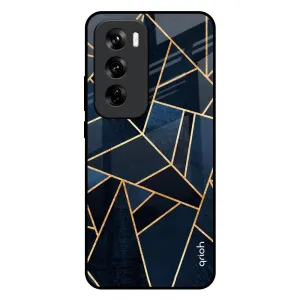 Abstract Tiles Glass Case for Oppo Reno 12 5G soft look Polished Finish