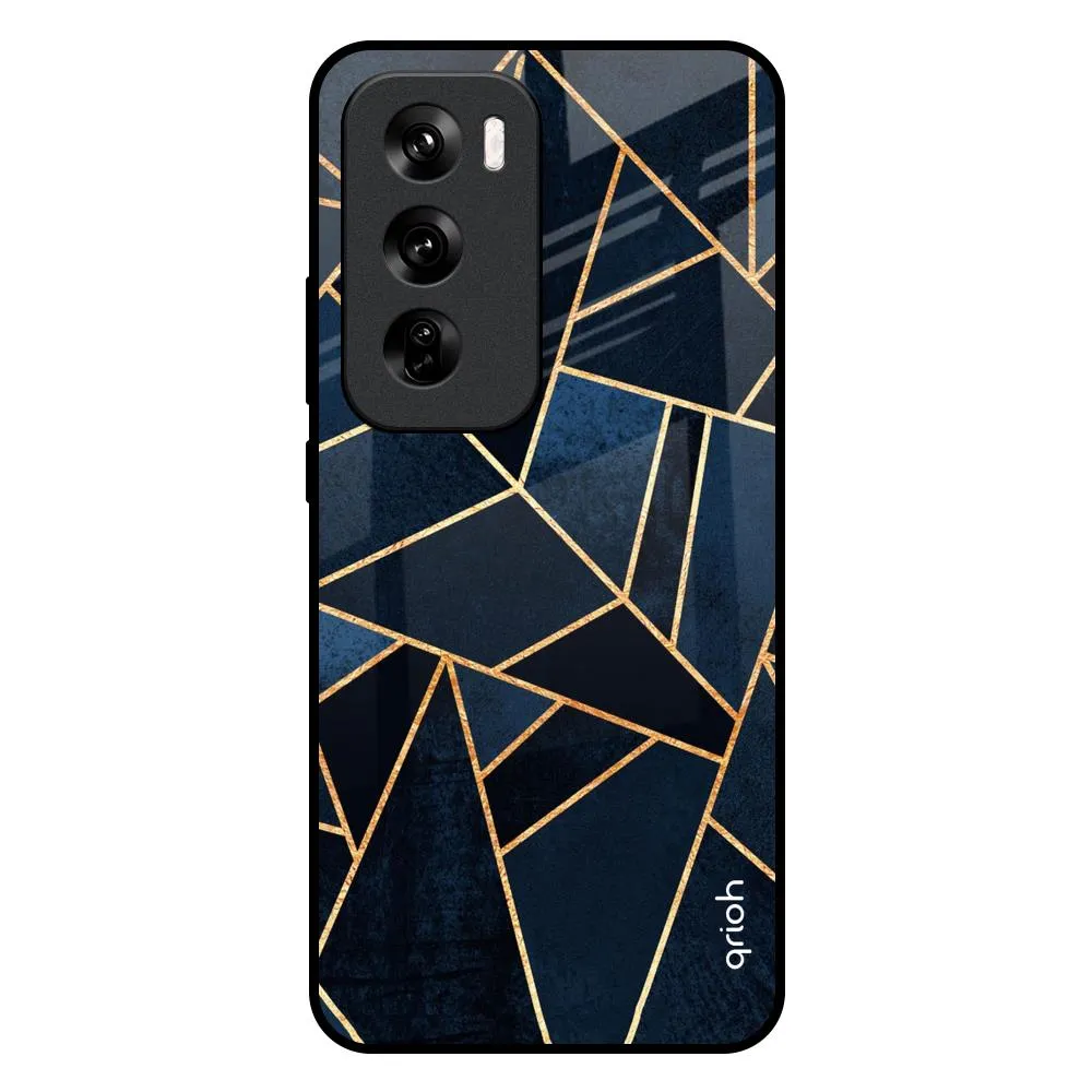 Abstract Tiles Glass Case for Oppo Reno 12 5G soft look Polished Finish