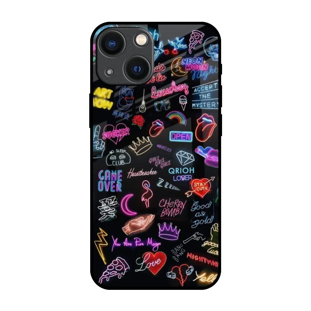 Accept The Mystery Glass Case for iPhone 14 Plus Vivid Pattern Design Hybrid Build