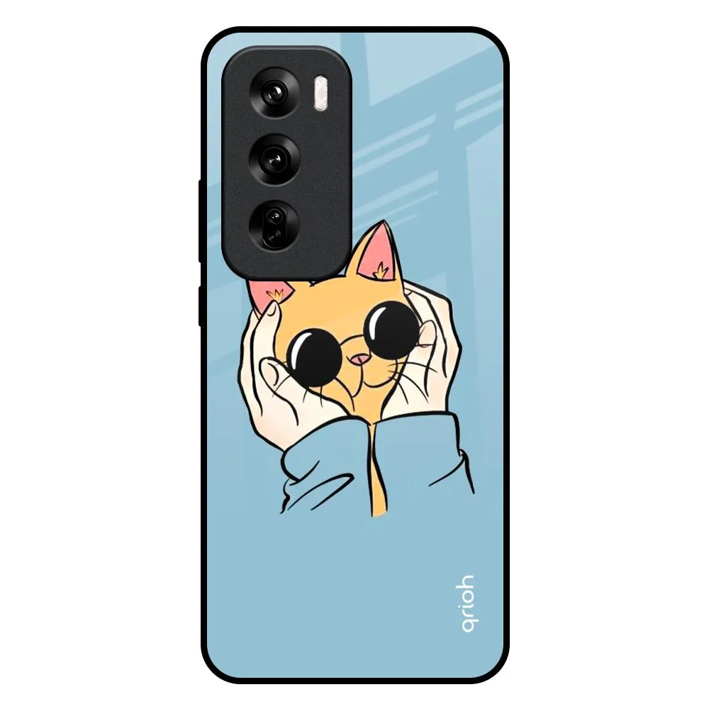 Durable Edge Texture Adorable Cute Kitty Glass Case For Oppo Reno 12 Pro 5G