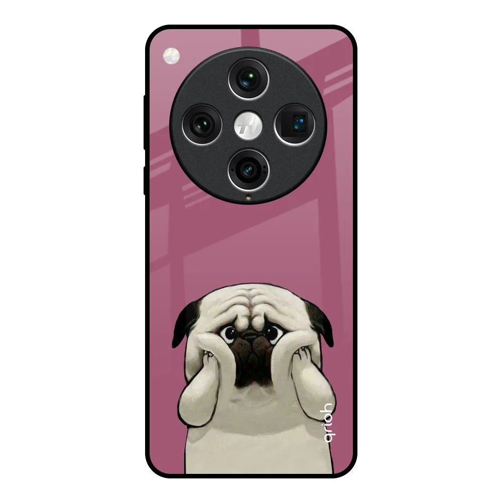 Smooth Outline Flexible Fit Funny Pug Face Glass Case For Oppo Find x8 Pro