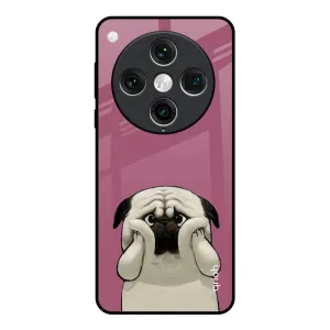 Smooth Outline Flexible Fit Funny Pug Face Glass Case For Oppo Find x8 Pro