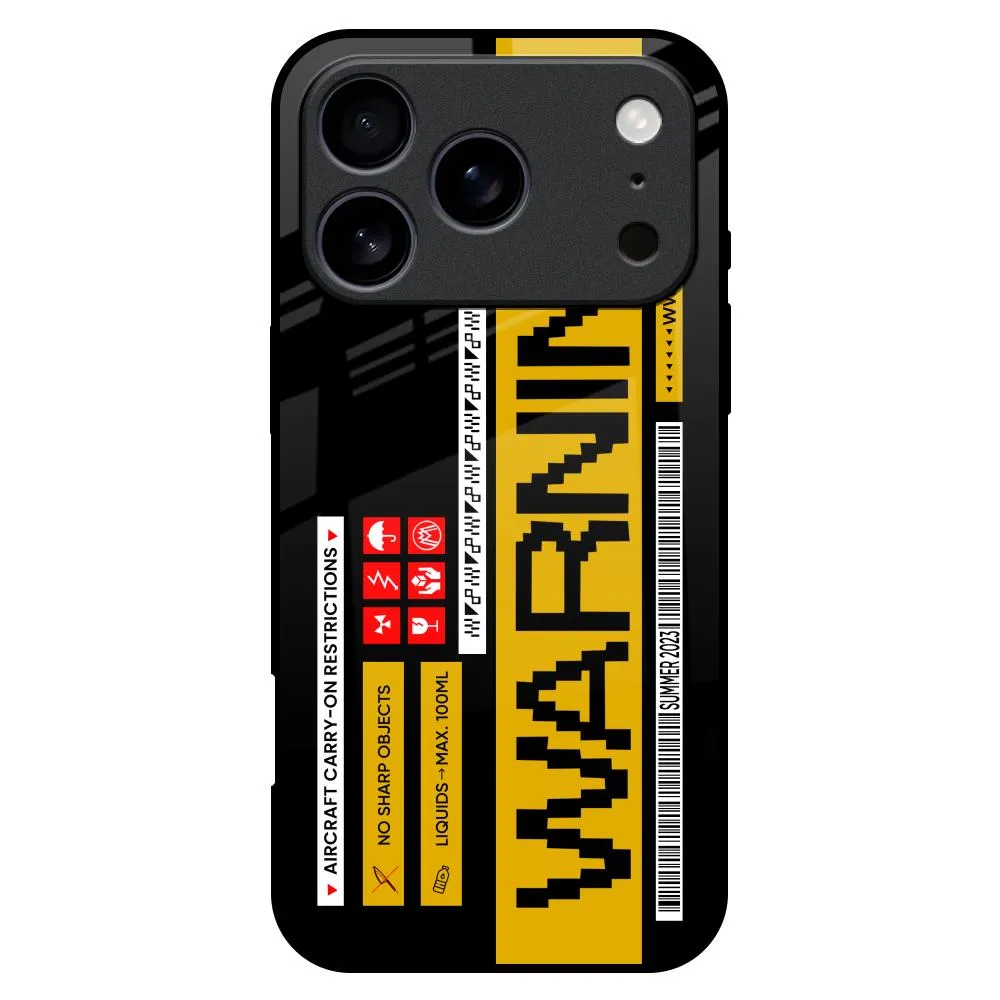 Gloss Finish Texture Aircraft Warning Glass Case for iPhone 17 Pro Max