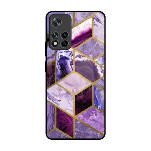 Purple Rhombus Marble Glass Case for Mi 11i Marble Texture Slim Texture