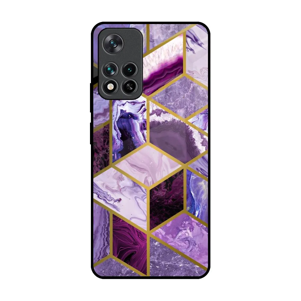 Purple Rhombus Marble Glass Case for Mi 11i Marble Texture Slim Texture