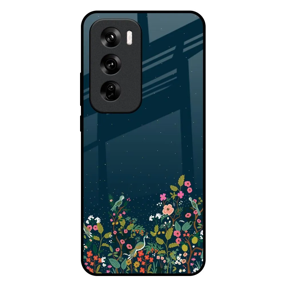 Small Garden Glass Case For Oppo Reno 12 5G Hard Plastic Ultra Slim