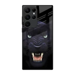 Comfort Design Colorful Accent Angry Black Leopard Glass Case for Samsung Galaxy S22 Ultra 5G