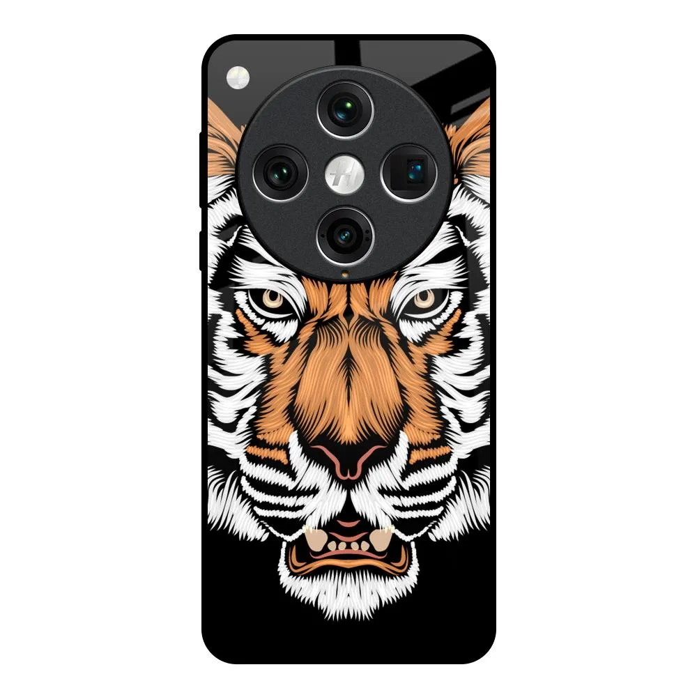 Angry Tiger Glass Case For Oppo Find x8 Pro Stylish Aesthetic