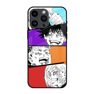 Anime Sketch Glass Case for iPhone 14 Pro Max Textured Detail
