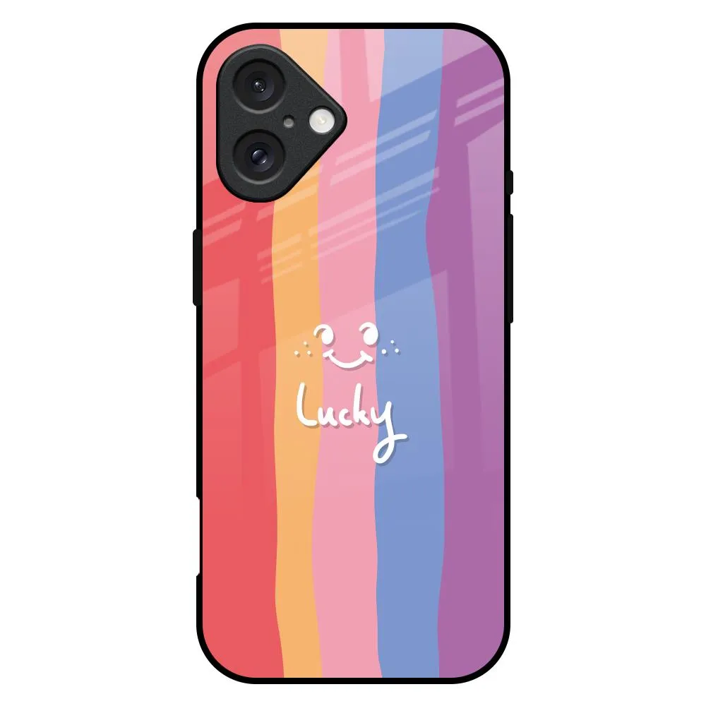 Lucky Abstract Glass Case for iPhone 16 Plus Durable touch