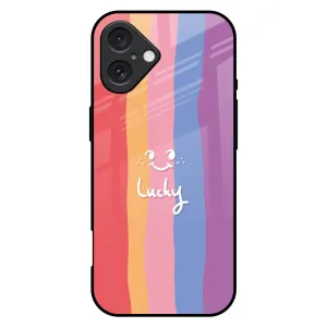 Lucky Abstract Glass Case for iPhone 16 Plus Durable touch