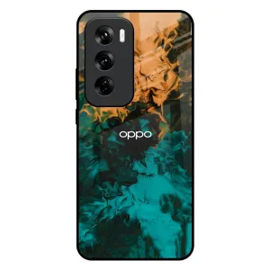 Watercolor Wave Glass Case for Oppo Reno 12 5G Anti Shock Layer Grip Safe