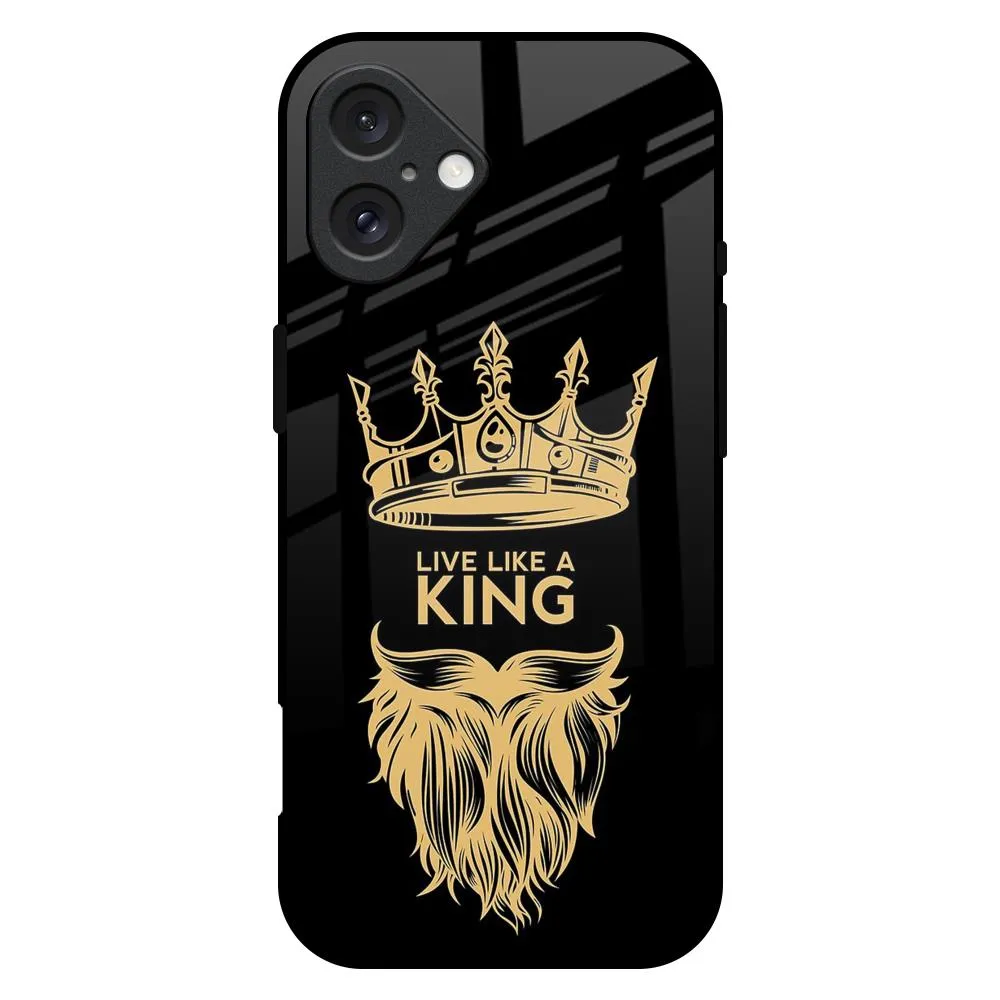 King Life Glass Case For iPhone 16 Plus Soft Look Texture Pocket Size