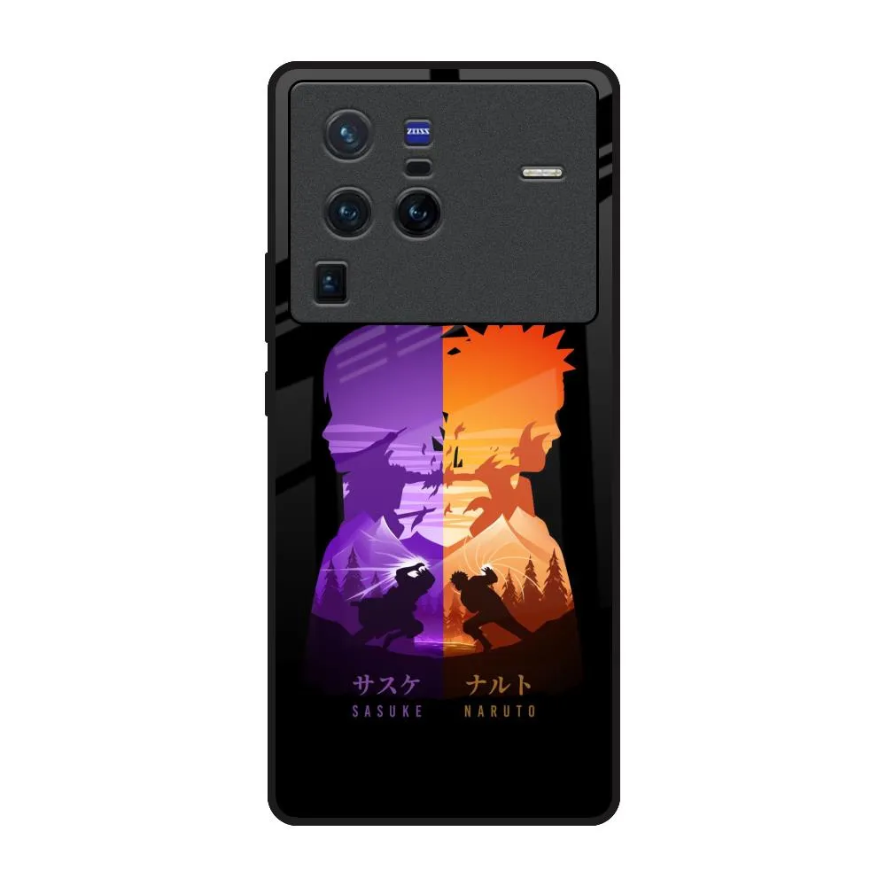 Button Cover Minimalist Anime Glass Case for Vivo X80 Pro 5G