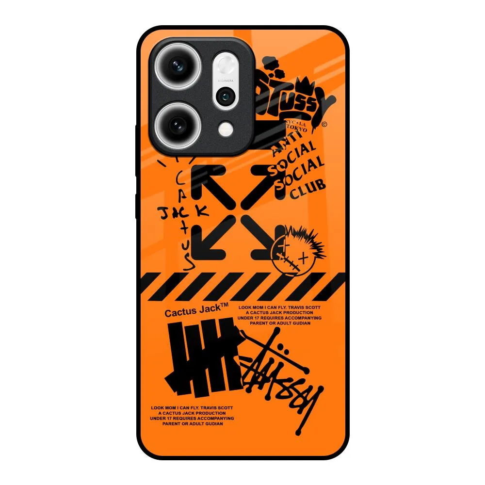 Durable Surface Design Glossy Texture Anti Social Club Glass Case for Oppo Reno14 5G