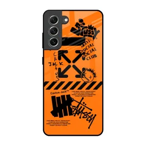 Anti Social Club Glass Case for Samsung Galaxy S21 FE 5G Elegant Pattern Design