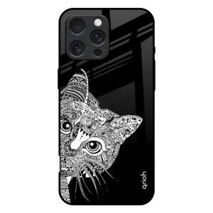 Matte Design Texture Kitten Mandala Glass Case for iPhone 16 Pro Max