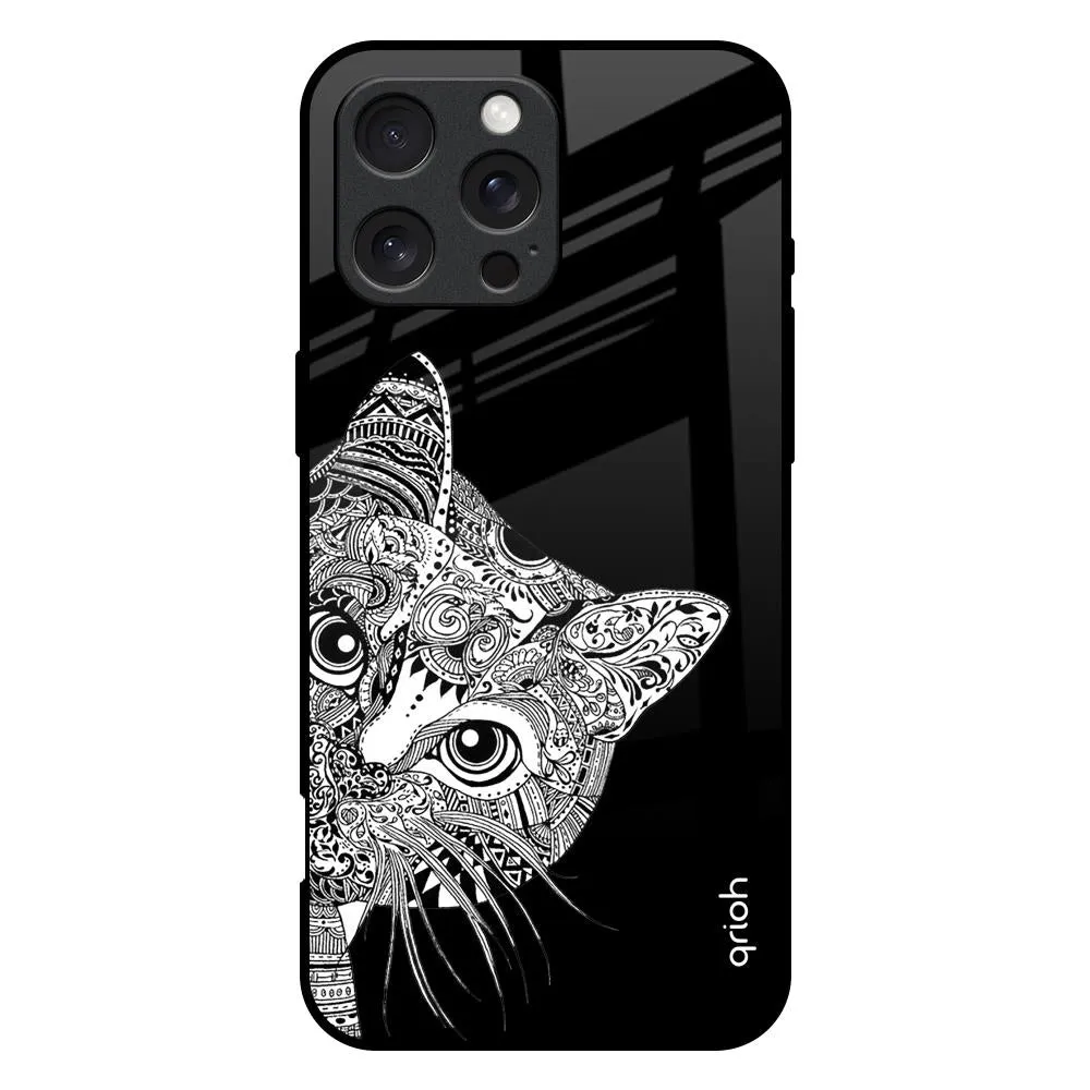 Matte Design Texture Kitten Mandala Glass Case for iPhone 16 Pro Max