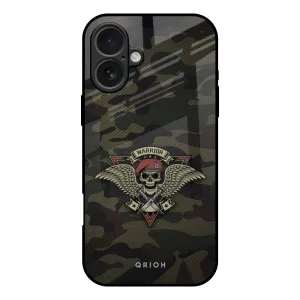 Cushioned Edge Soft Grip Layer Army Warrior Glass Case for iPhone 17