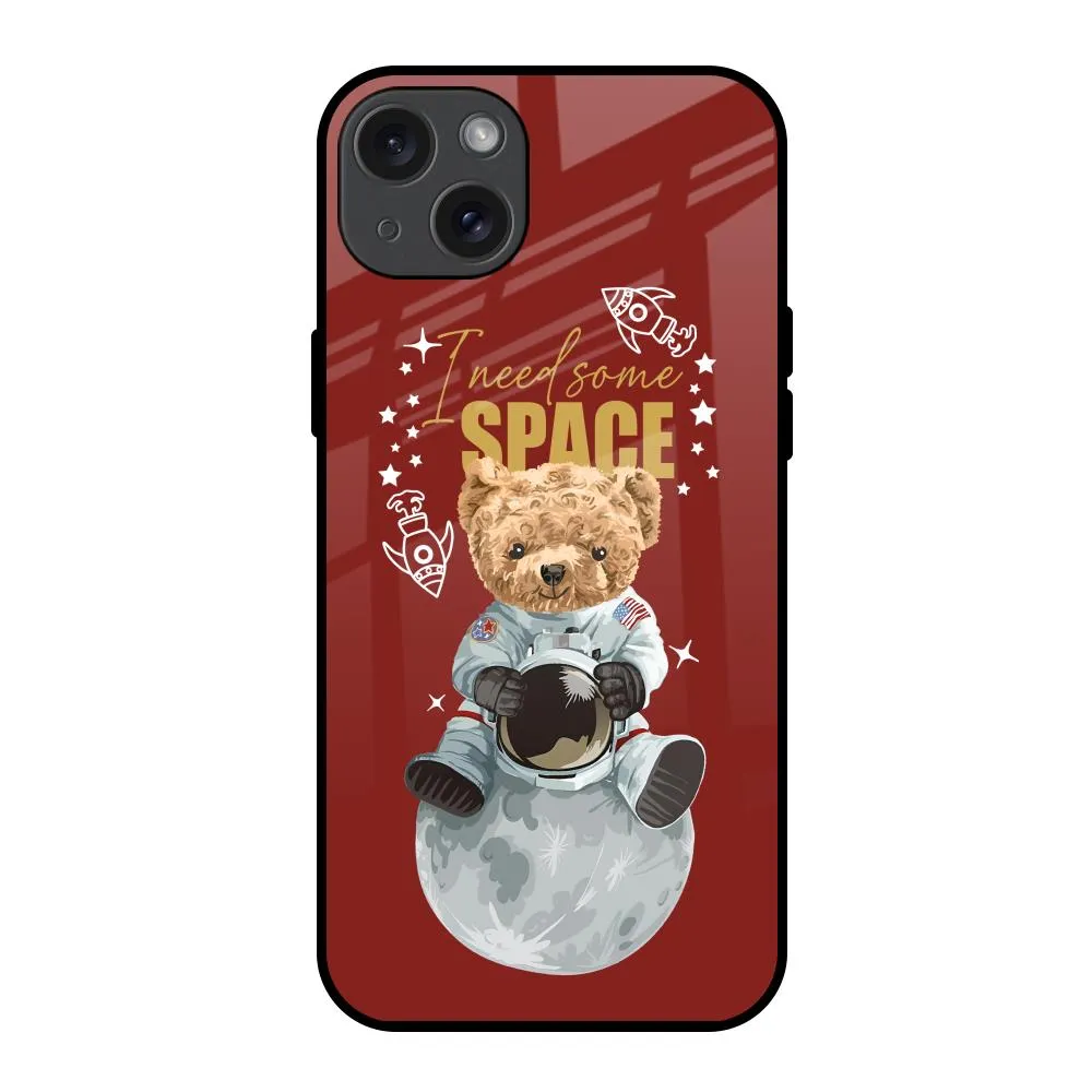 Astronaut Bear Glass Case for iPhone 15 Plus Gloss Texture Stylish Touch