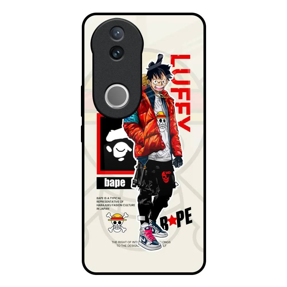 Bape Luffy Glass Case for IQOO Z10R 5G Smooth Lining Rugged Surface