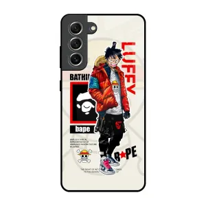 Bape Luffy Glass Case for Samsung Galaxy S21 FE 5G Smooth Fit