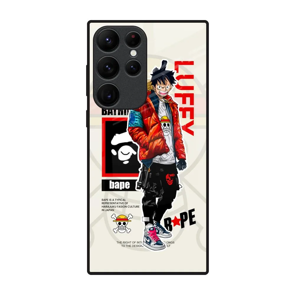 Bape Luffy Glass Case for Samsung Galaxy S22 Ultra 5G Comfort touch