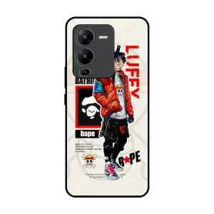 Polished Surface Texture Premium Texture Layer Bape Luffy Glass Case for Vivo V25 Pro