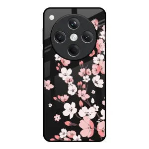 Black Cherry Blossom Glass Case for Oppo Find X8 5G Colorful Design