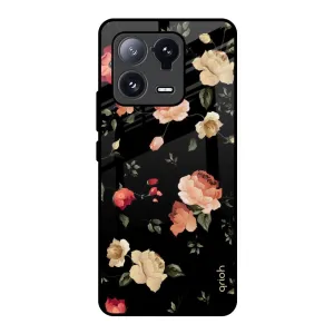 Luxury Detail Texture Black Spring Floral Glass Case for Mi 13 Pro