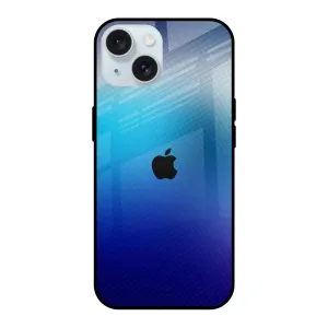 Smooth Surface Blue Rhombus Pattern Glass Case for iPhone 15