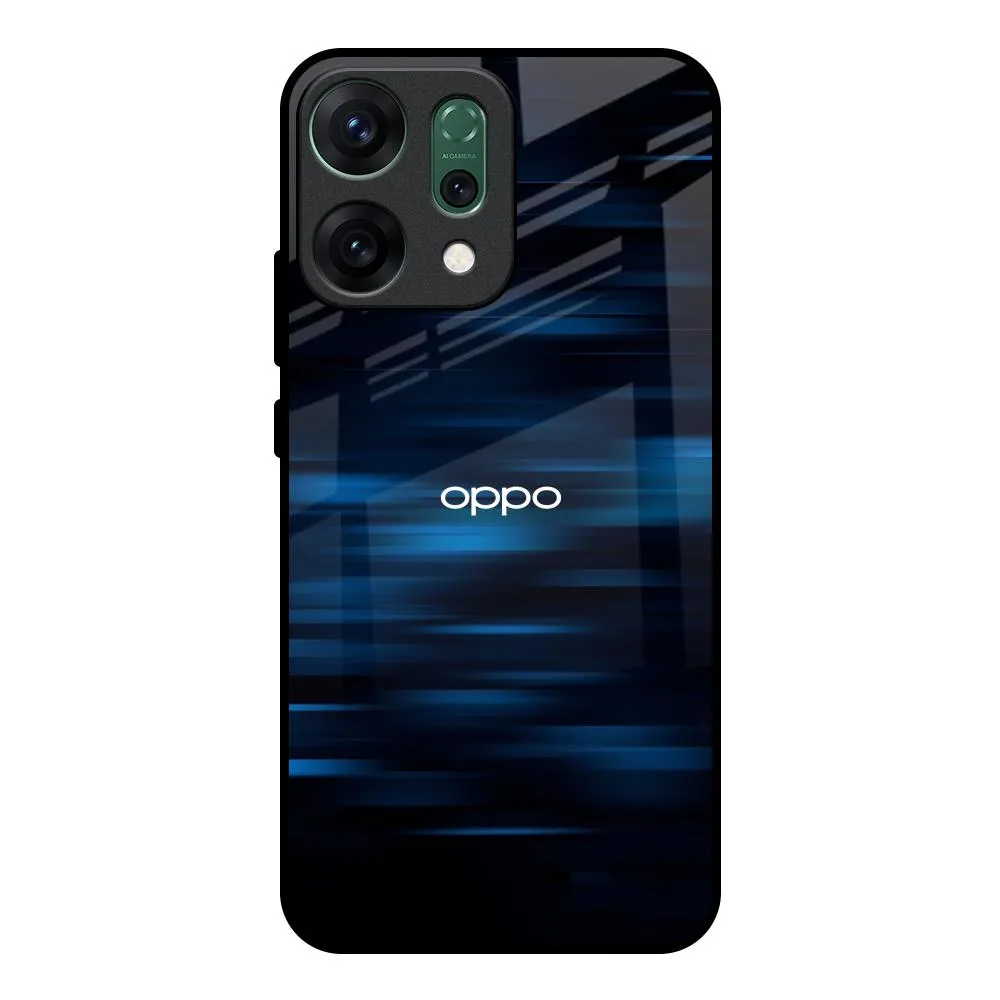 Blue Rough Abstract Glass Case for Oppo Reno14 Pro 5G Smooth Layer Texture