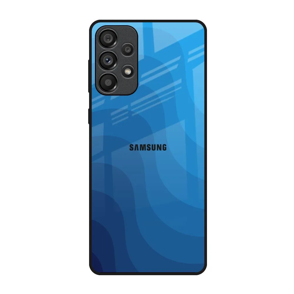 Stylish Choice Stylish Edge Blue Wave Abstract Glass Case for Samsung Galaxy A73 5G