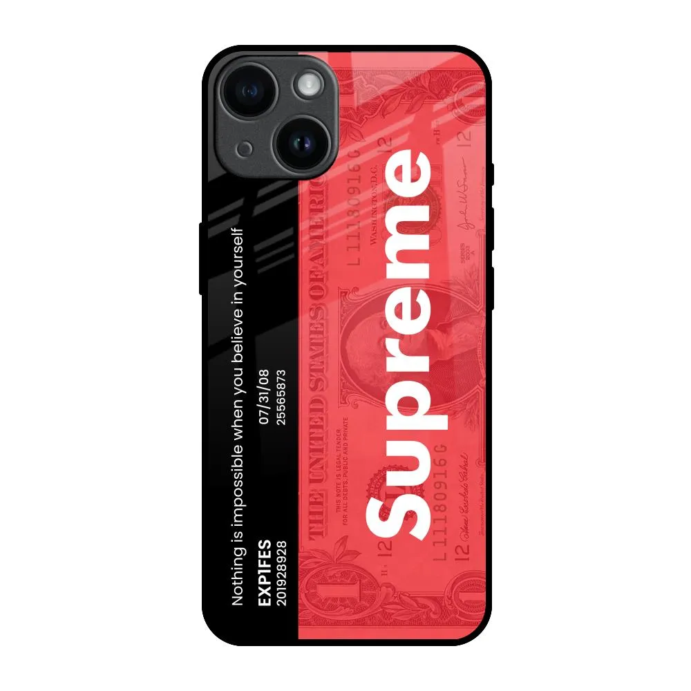 Flexible Pattern Texture Urban Fashion Supreme Ticket Glass Case for iPhone 14