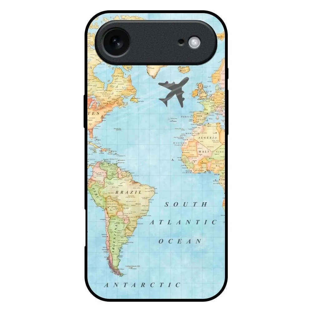 Travel Map Glass Case for iPhone 17 Air Comfort Grip
