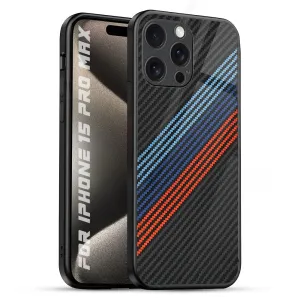 premium design Compact Style Carbon Inspired Glass Case for iPhone 15 Pro Max