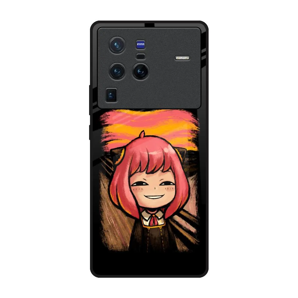 Premium Grip Hybrid Texture Layer Spy X Family Glass Case for Vivo X80 Pro 5G