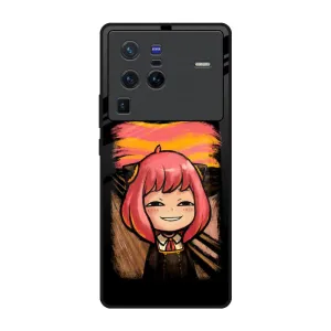 Premium Grip Hybrid Texture Layer Spy X Family Glass Case for Vivo X80 Pro 5G