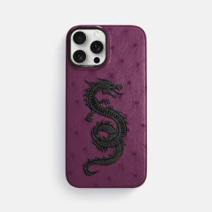 Classic Case With Carbon Dragon For iPhone 16 Pro Max In Ostrich Protective cover