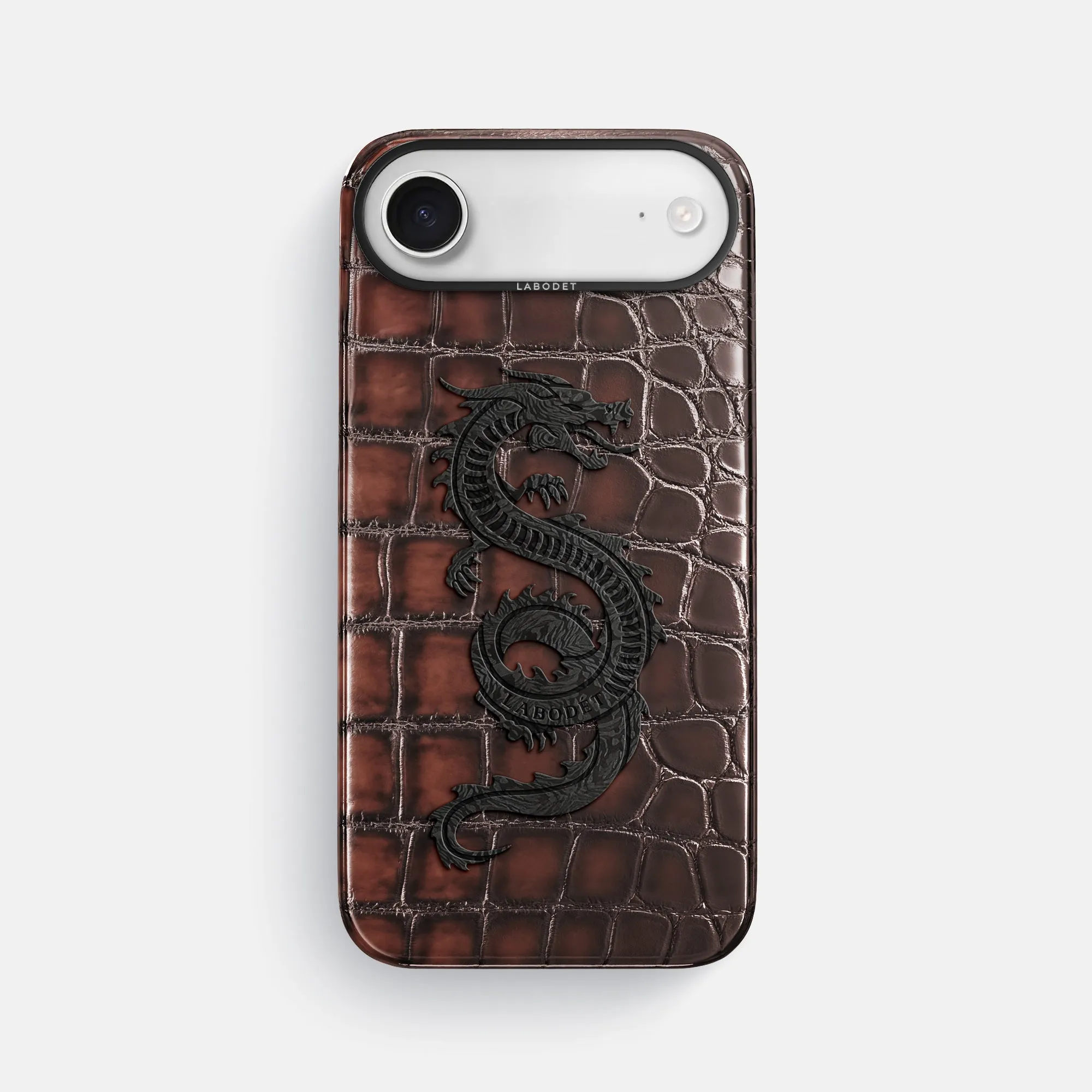 Minimal Shield Daily Grip Classic Case With Carbon Dragon For iPhone 17 Air In Patina Alligator