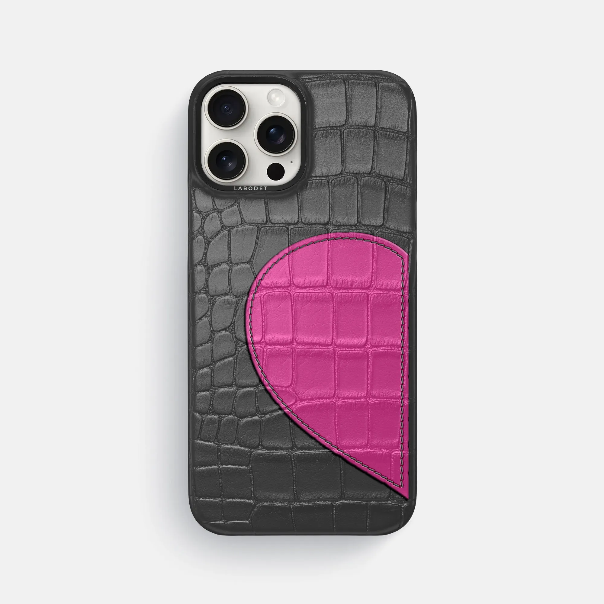 anti dust Hybrid Texture Classic Case With Half Heart - Right For iPhone 16 Pro Max In Alligator