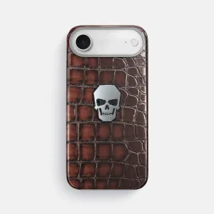 Everyday Style Portable Shield Classic Case With Titanium Skull For iPhone 17 Air In Patina Alligator