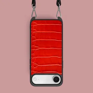 Sleek Guard Comfort touch Crossbody Sport Case Deep Coral For iPhone 17 Air In Alligator