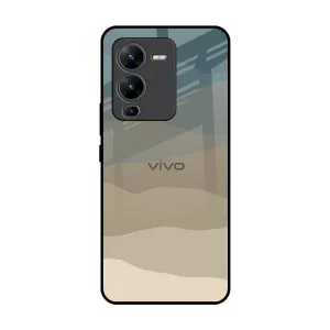 Durable Detail Vivid Detail Texture Abstract Mountain Pattern Glass Case for Vivo V25 Pro