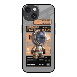 Glossy Look Space Ticket Glass Case for iPhone 15