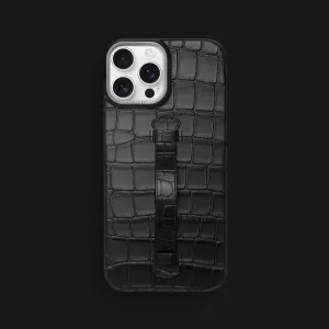 Protective Frame Stylish Form Center Handle Edition Black For iPhone 16 Pro Max In Alligator