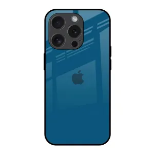 Cobalt Blue Glass Case for iPhone 15 Pro Soft Silicone Hybrid Form
